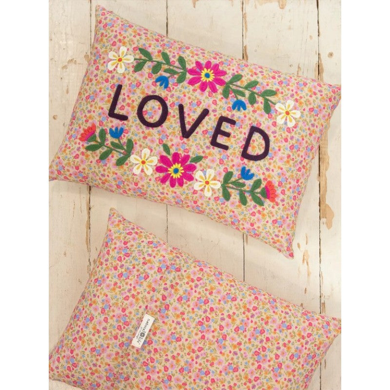 Embroidered Giving Pillow Loved Gifts and Accessories Natural Life