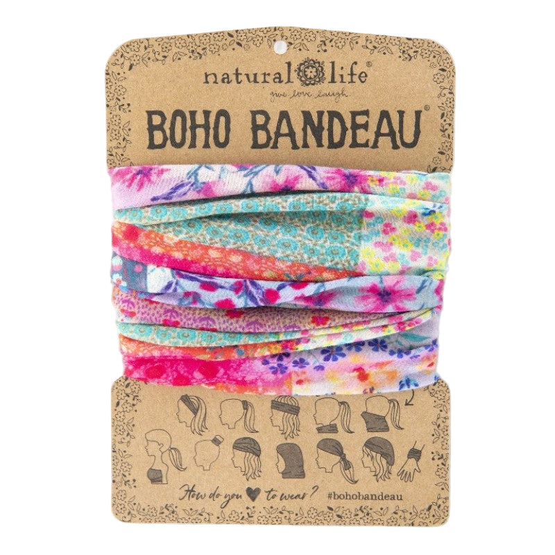 Boho Bandeau Pink Watercolour Patchwork Bandeau Natural Life