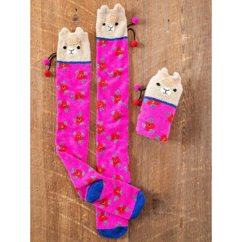 Cozy Socks Over The Knee Llama Hot Pink Socks Natural Life