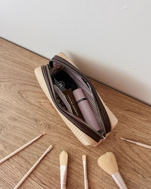 Brianna Makeup Bag Natural/Chocolate Bags and Purses Louenhide