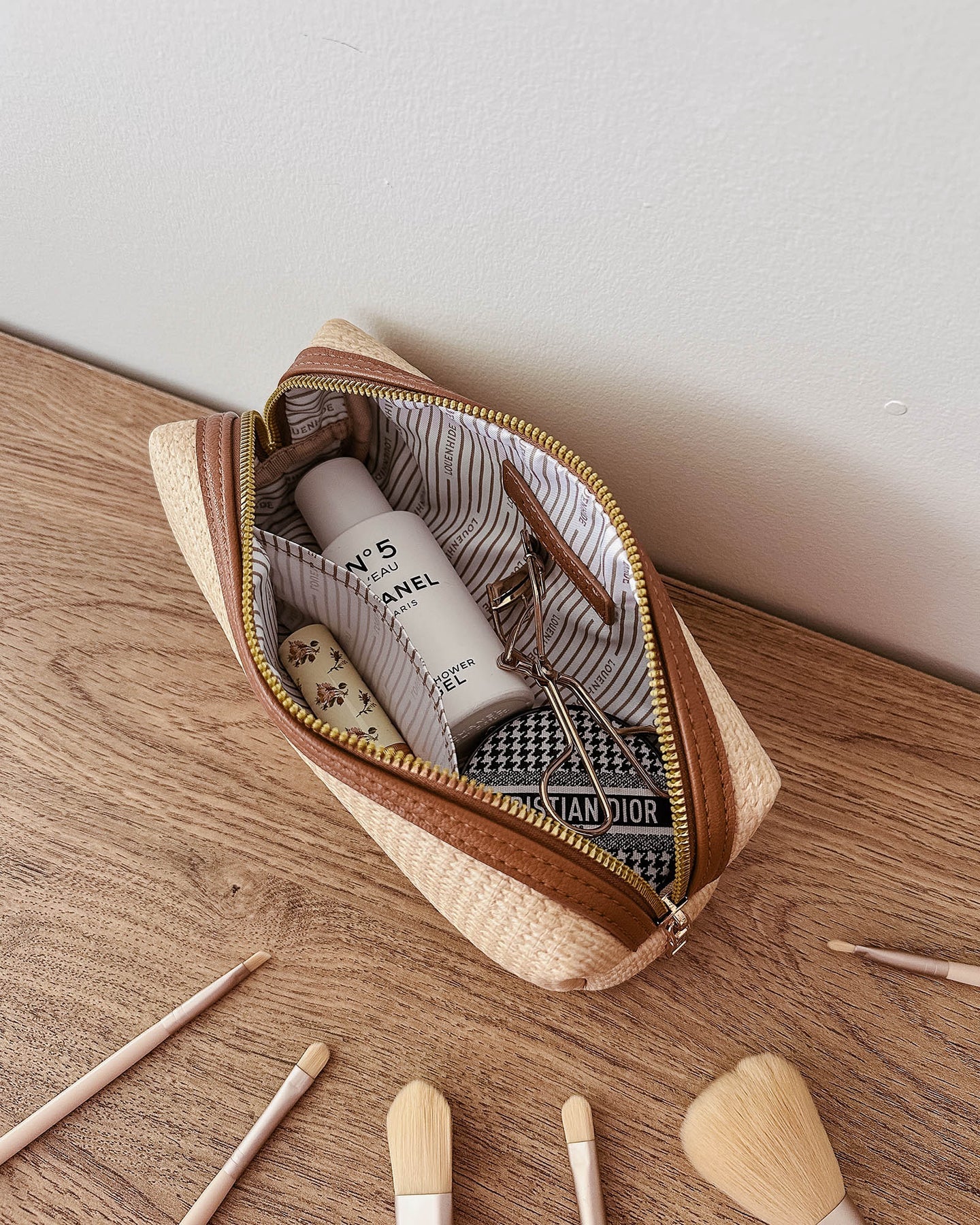 Brianna Makeup Bag Natural/Tan Bags and Purses Louenhide