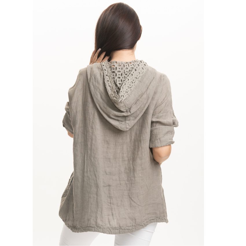 Bella Linen Jacket Taupe - Global Free Style