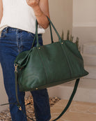 Alexis Stripe Weekender Travel Bag Forest Green Stripe Bags and Purses Louenhide