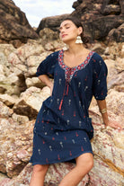 Sao Paulo Dress Jamdani Navy Dresses Naudic