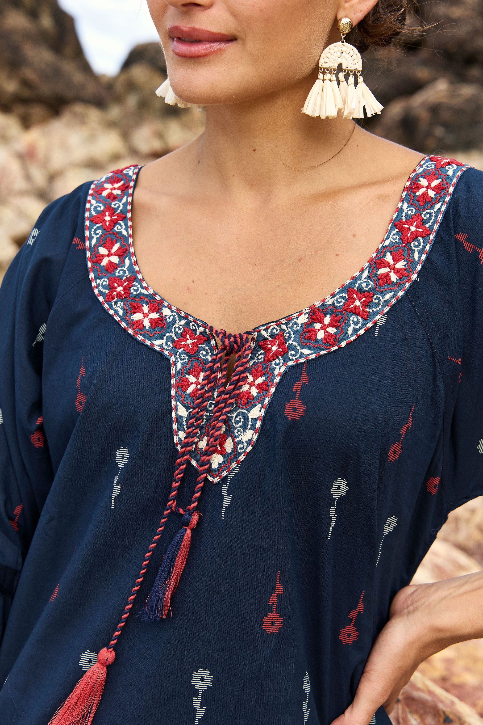 Sao Paulo Dress Jamdani Navy Dresses Naudic