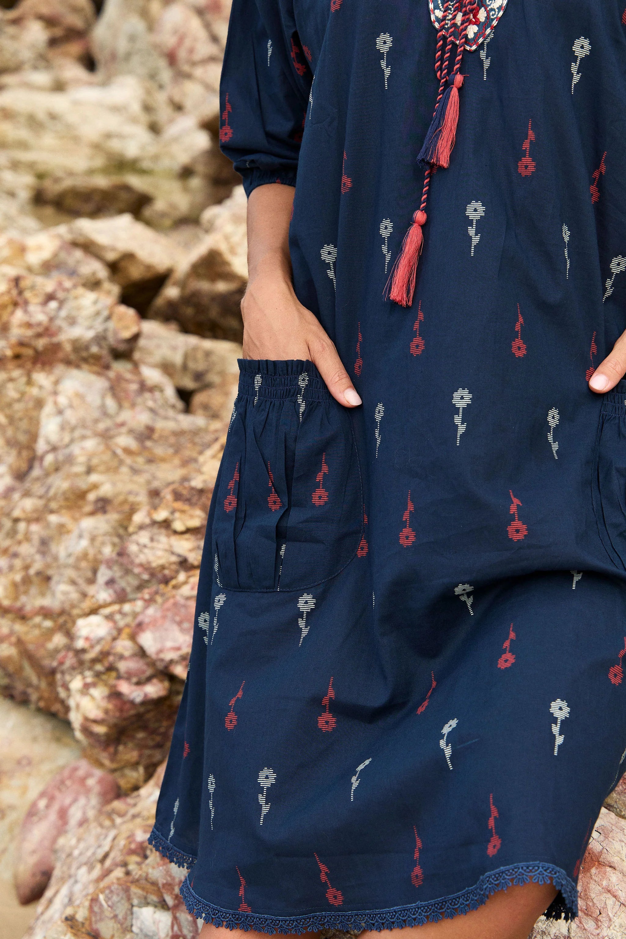 Sao Paulo Dress Jamdani Navy Dresses Naudic