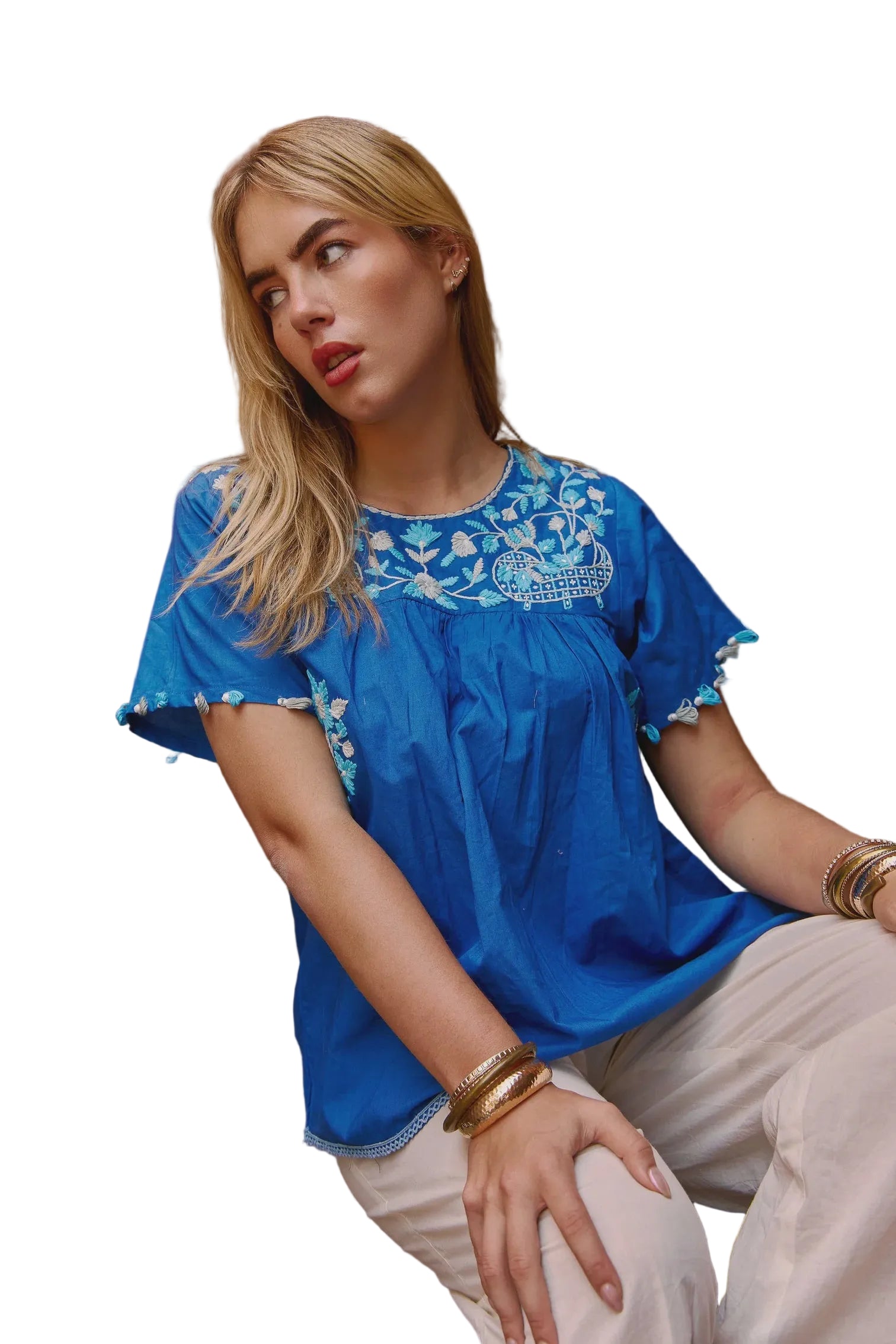 Emma Midi Top Coco Embroidery Tops Naudic XS