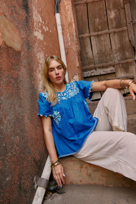 Emma Midi Top Coco Embroidery Tops Naudic
