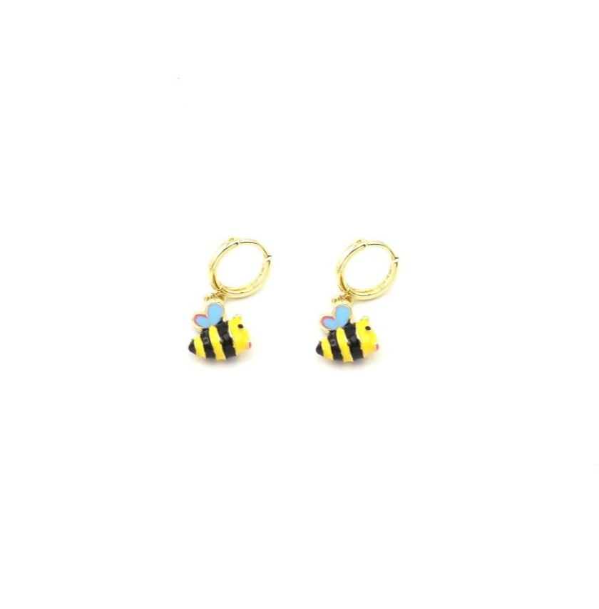 Blue Winged Buzzy Bee Huggie Earrings Tiger Tree