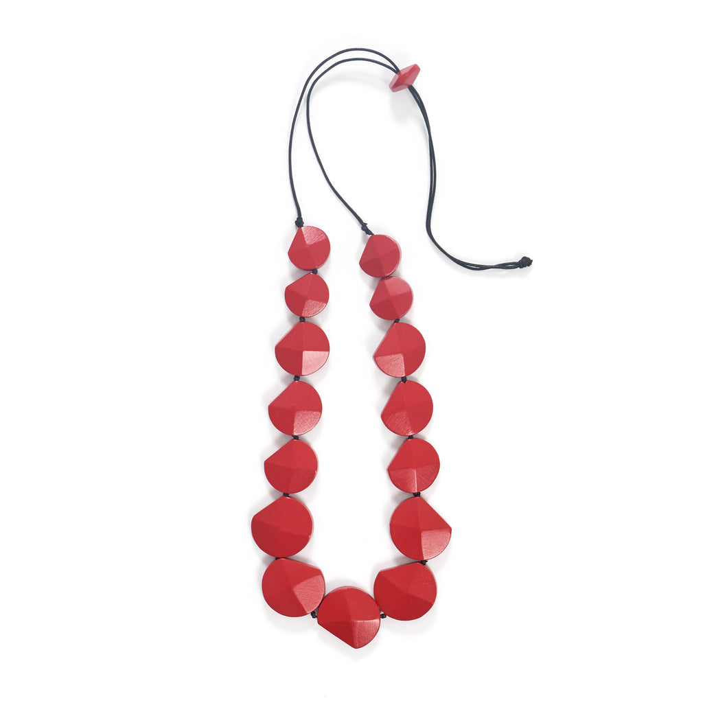Eyelet Single Strand Necklace Cherry Red - Global Free Style