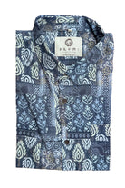 Patchwork Blue Mens Shirt Mens Tops Skumi S