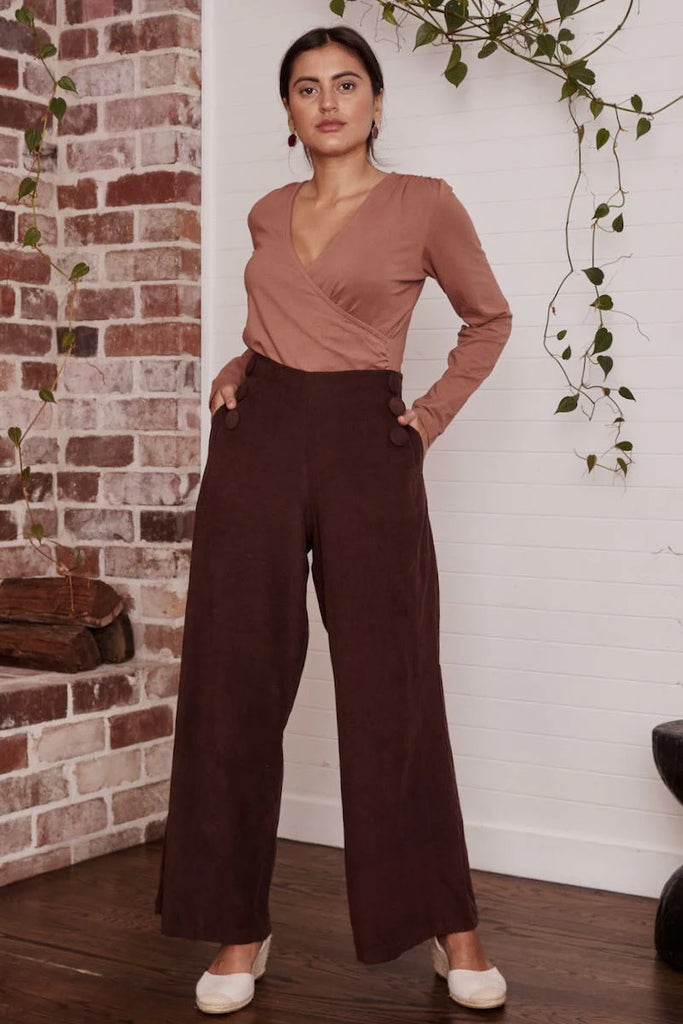 Talia Trouser Corduroy Cacao Bottoms MahaShe   