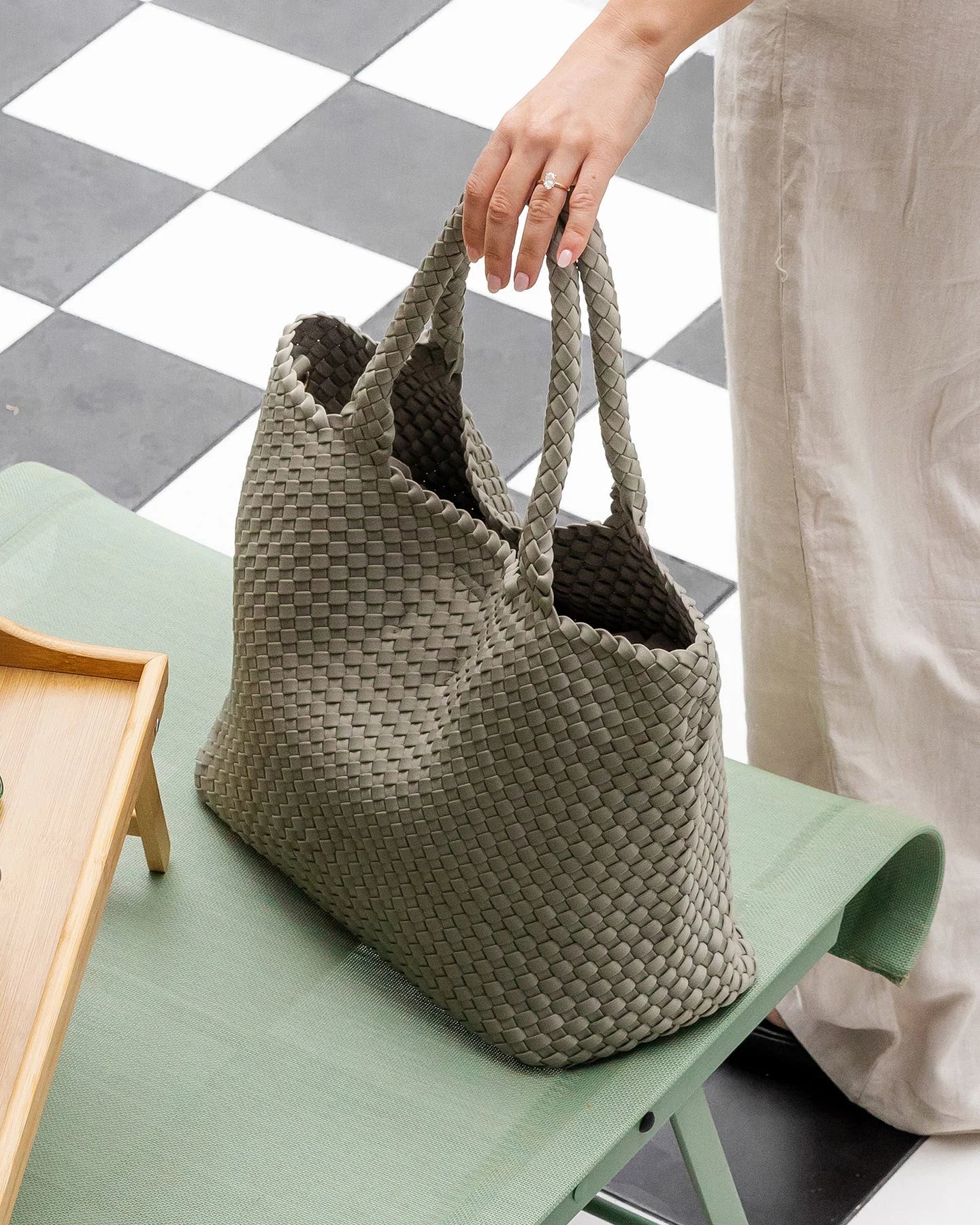 Cruiser Sage Green Neoprene Tote Bag Bags and Purses Louenhide