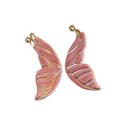 Butterfly Wings Porcelain Earrings with Gold Finish Pink Earrings Wolf and Clay