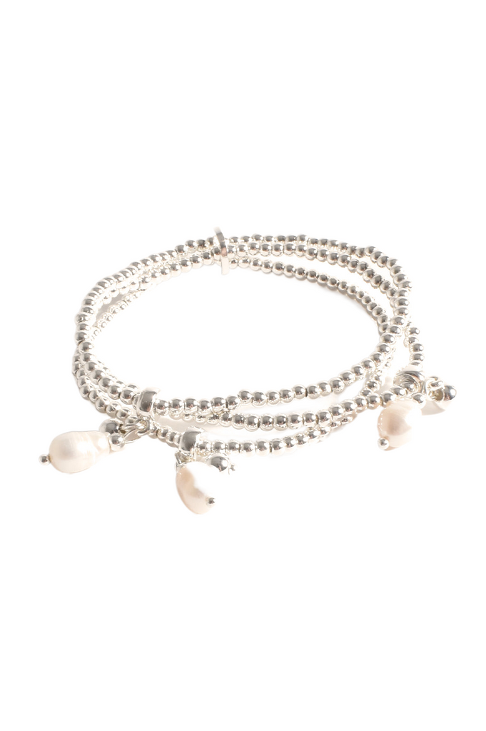 Kasper Ball Pearl Stretch Bracelet Silver Bracelets and Bangles Adorne   