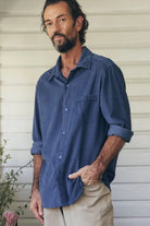 Corduroy Long Sleeve Mens Shirt Ocean Mens Tops MahaShe