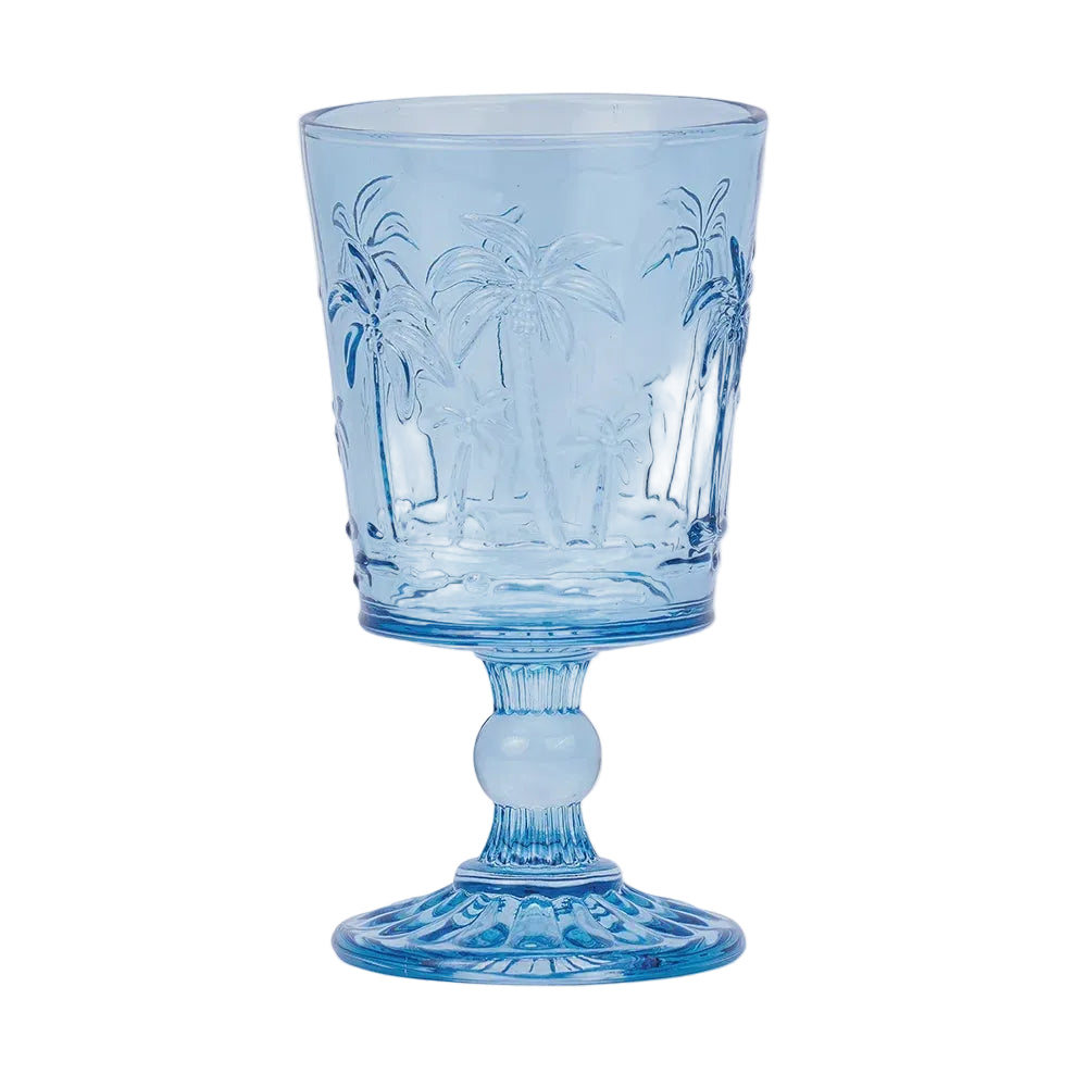 Goblet Glass Set - Palm Tree Blue Gifts and Accessories Annabel Trends