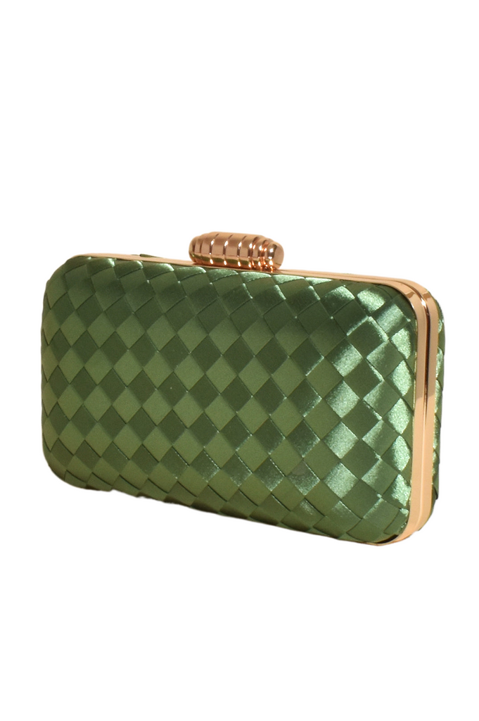 Aurelia Satin Plait Structured Case Mid/Green Bags and Purses Adorne   