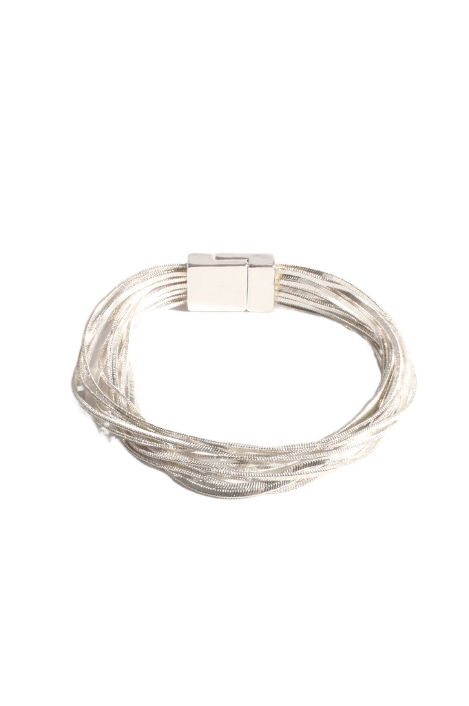 Fine Snake Chain Layers Cuff Silver Bracelets and Bangles Adorne   