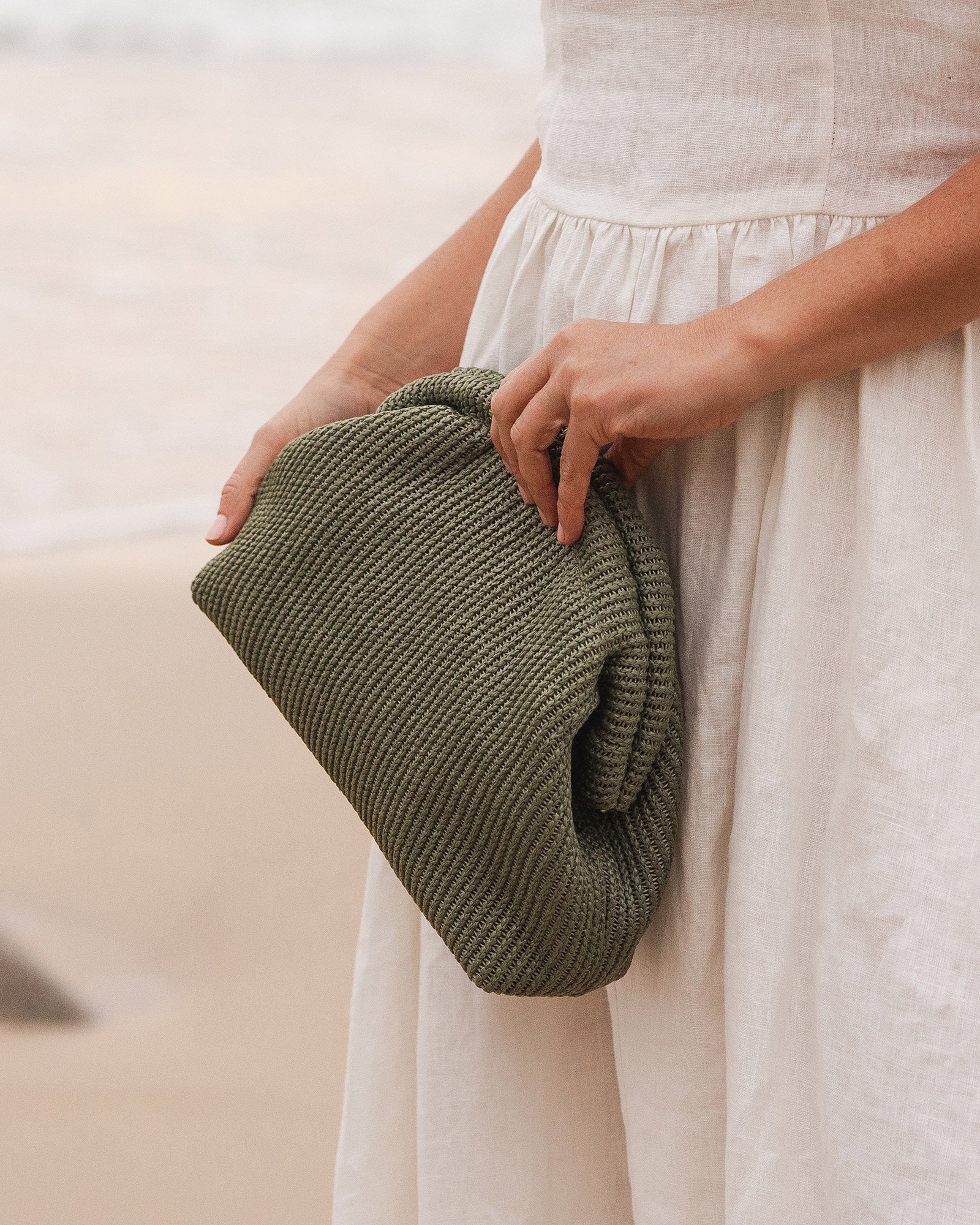 Lotus Clutch Sage Green Bags and Purses Louenhide