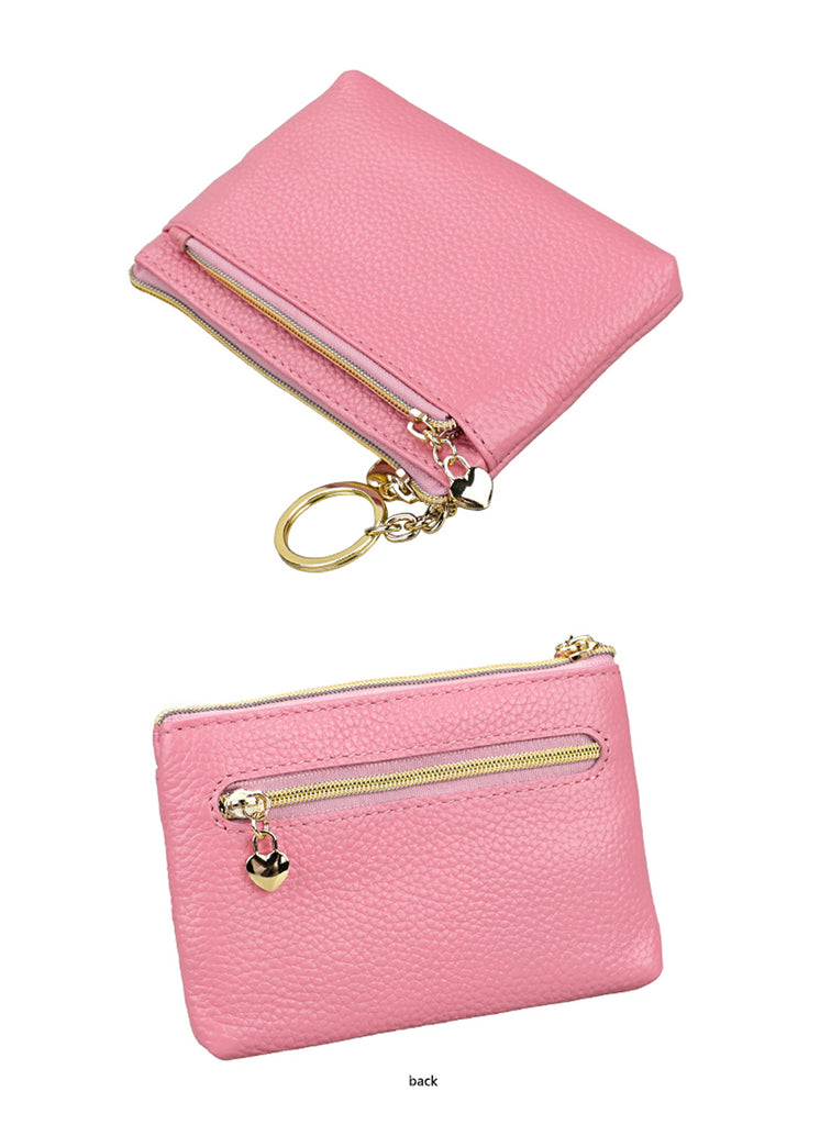 Purse Leather Heart Zip Pink - Global Free Style