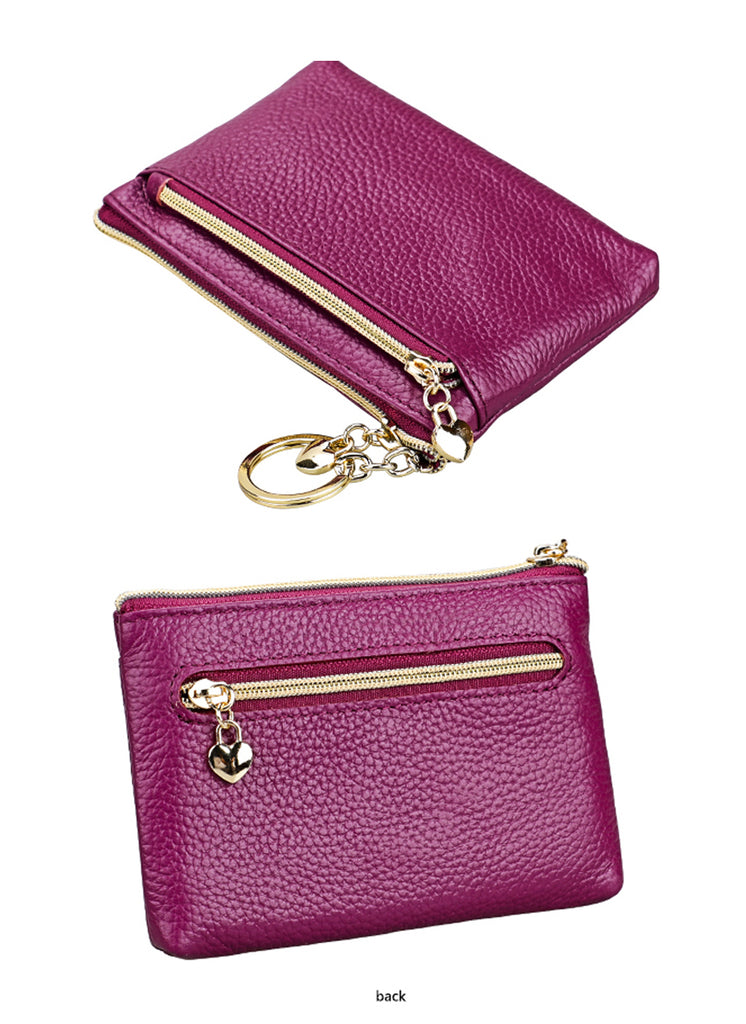Purse Leather Heart Zip Purple - Global Free Style