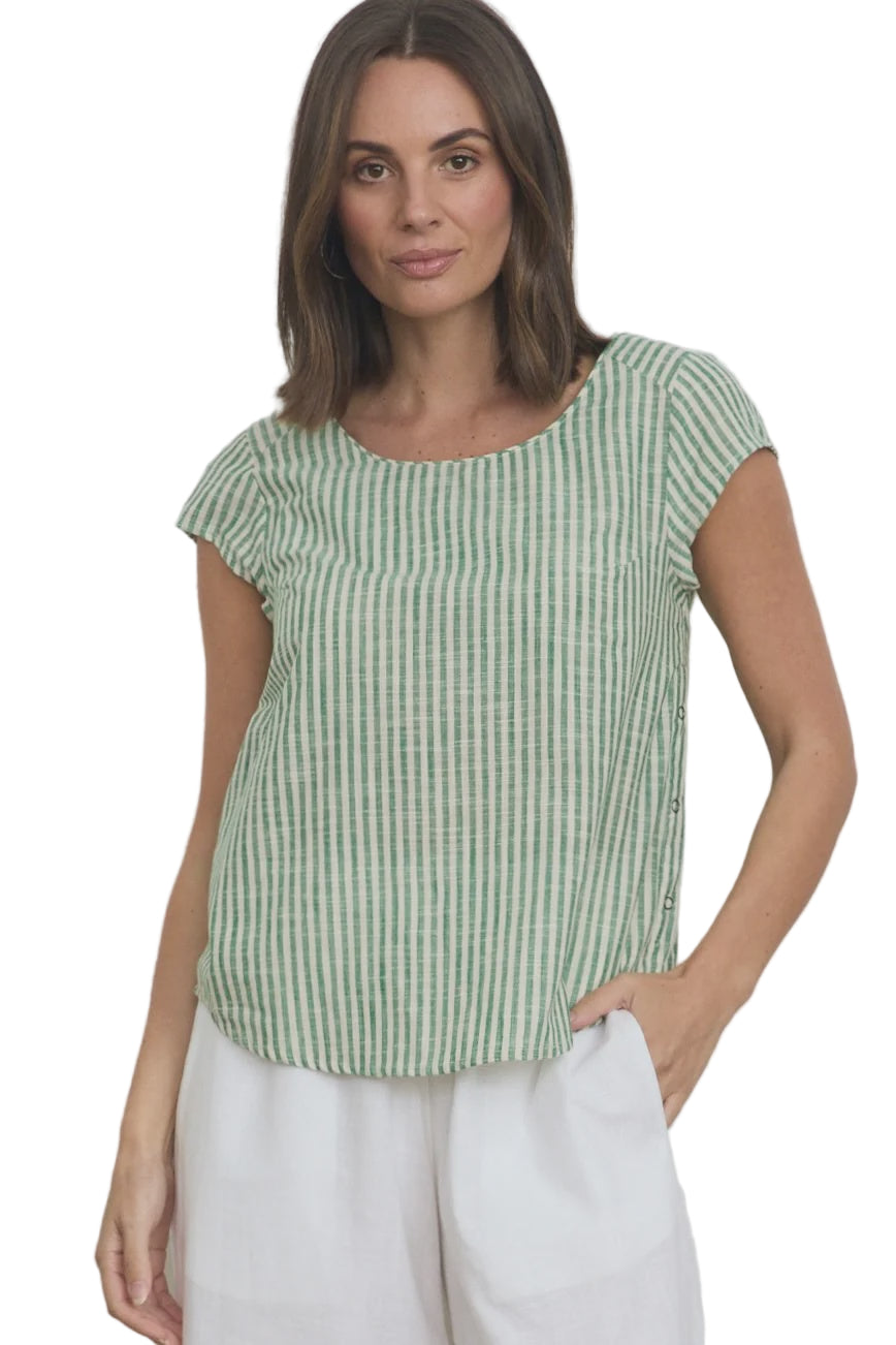 Remi Top Green Stripe Tops MahaShe XS(6)