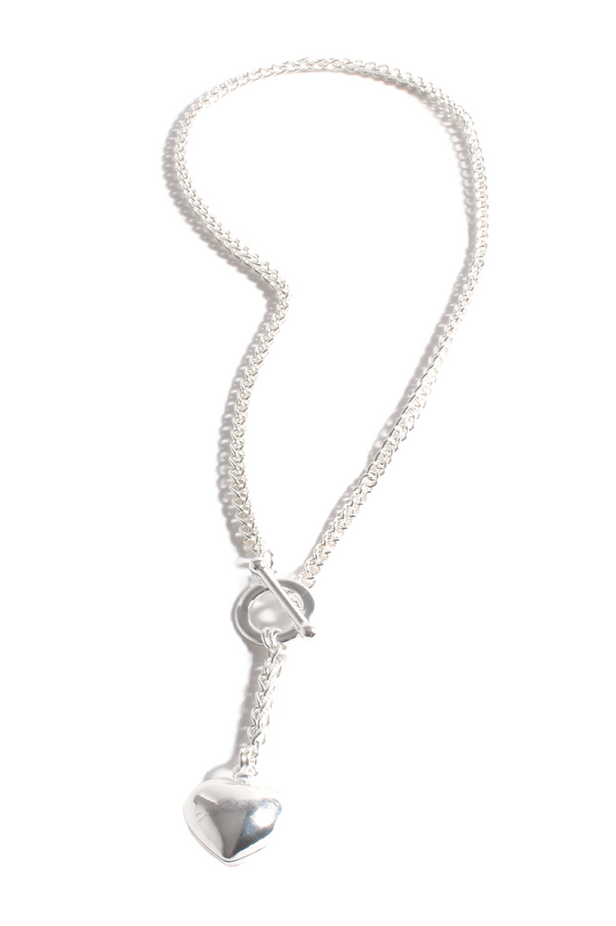 Rope Chain Heart Drop Necklace Silver Necklaces Adorne   