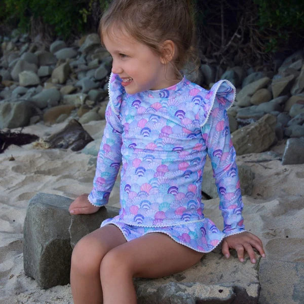 Mermaid Shell Girls Rash Guard Set Kids Dresses Fernleigh Avenue