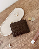 Lily Woven Wallet Chocolate Bags and Purses Louenhide