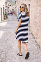 Vacay Dress Navy With White Stripe Dresses Jovie The Label