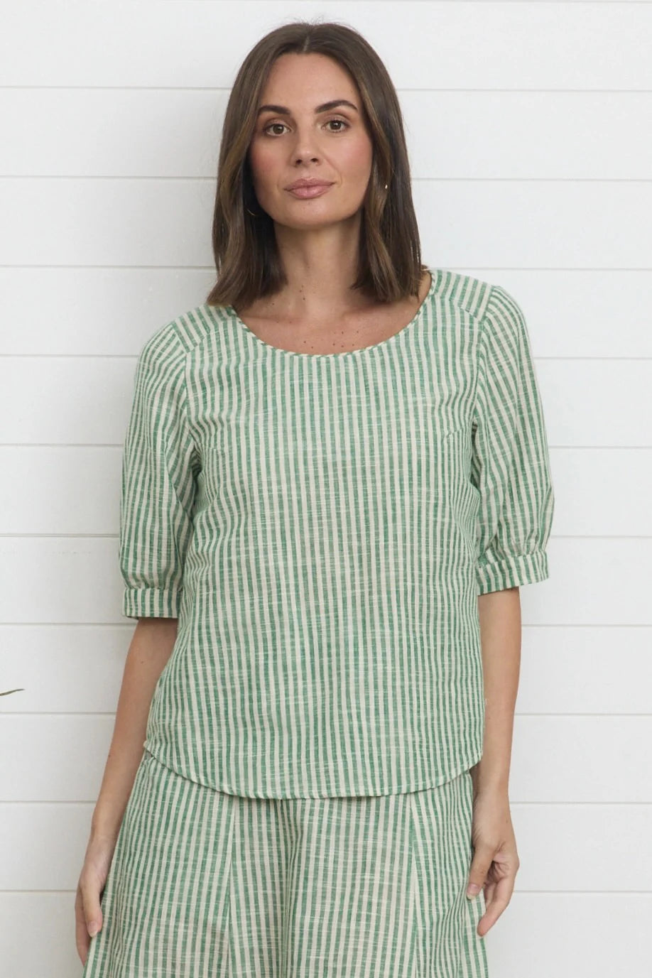 Gigi Top Green Stripe - Global Free Style