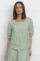 Gigi Top Green Stripe - Global Free Style