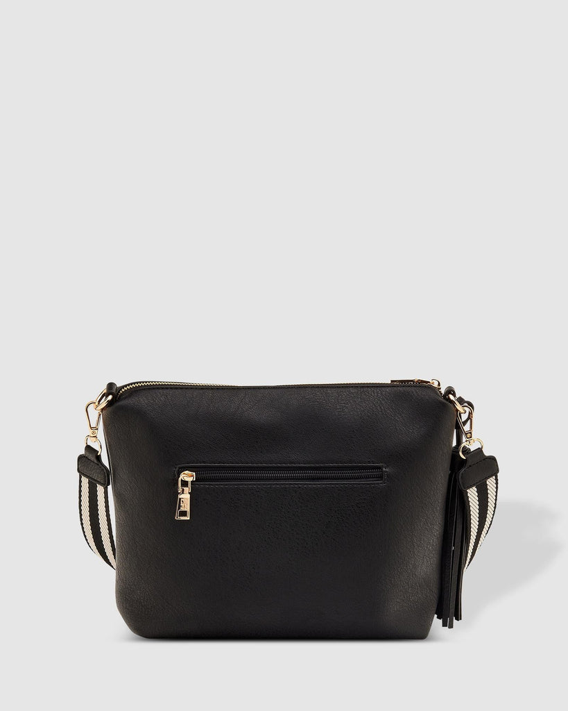 Daisy Crossbody Bag With Stripe Strap Black - Global Free Style