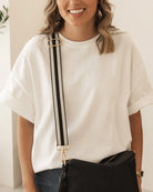 Daisy Stripe Crossbody Bag Black Bags and Purses Louenhide