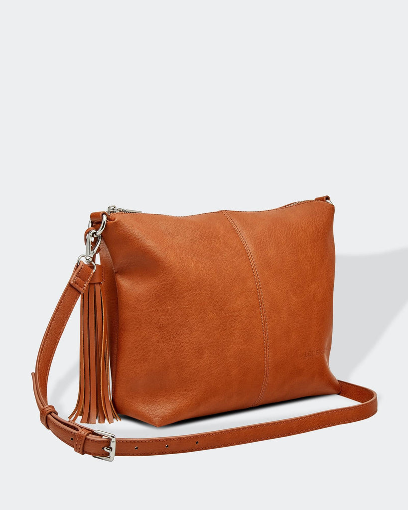Daisy Crossbody Bag With Stripe Strap Tan - Global Free Style