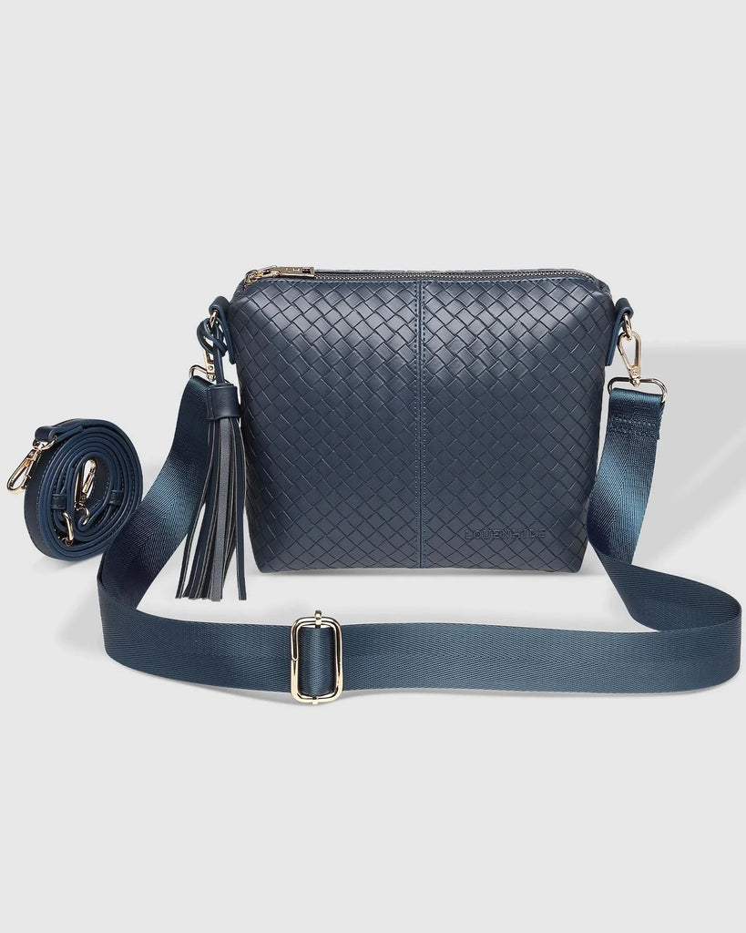 Kasey Woven Crossbody Bag Navy Bags and Purses Louenhide   