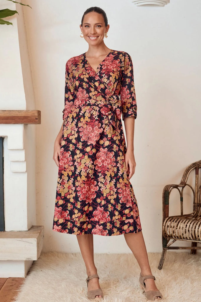 Angelica Wrap Dress Autumn Blossom - Global Free Style