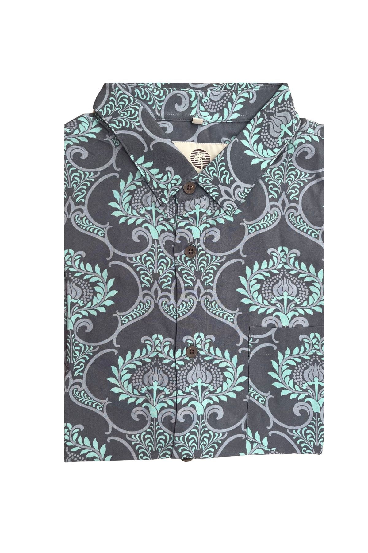 Damask Blue Vine Mens Shirt Mens Tops Skumi S