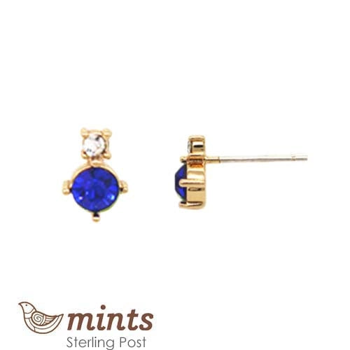 Double Crystal Post Earring Sapphire - Global Free Style