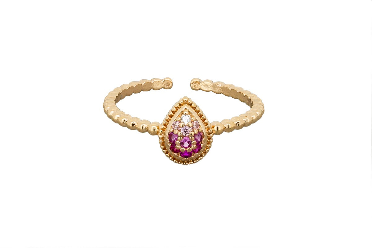Pink Faded Crystal Teardrop Ring Rings Tiger Tree