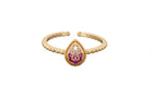 Pink Faded Crystal Teardrop Ring Rings Tiger Tree