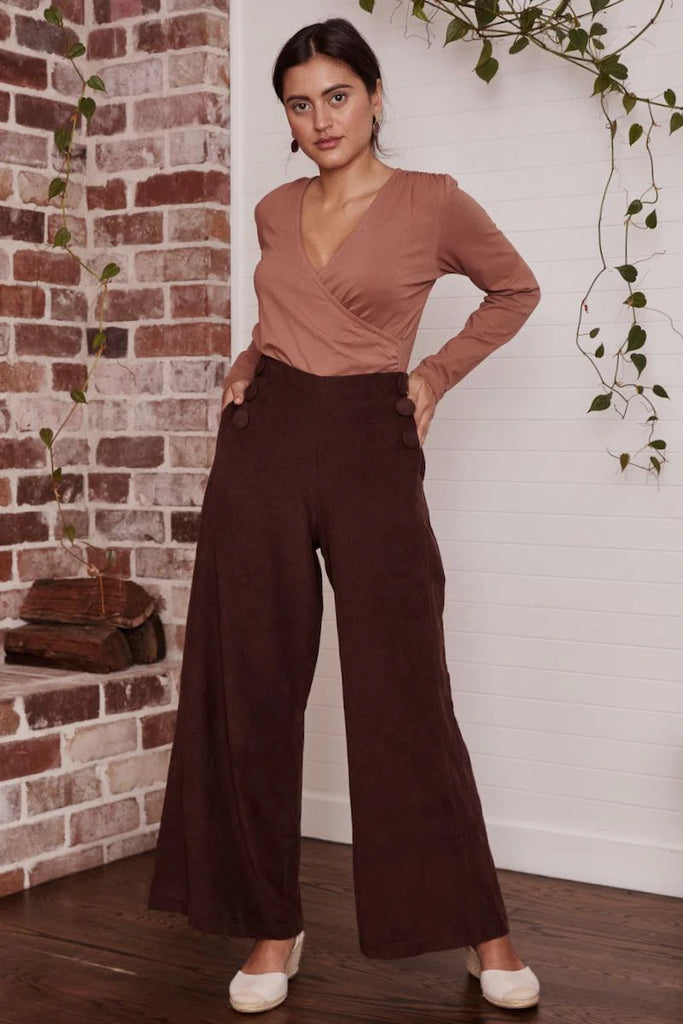 Talia Trouser Corduroy Cacao Bottoms MahaShe   