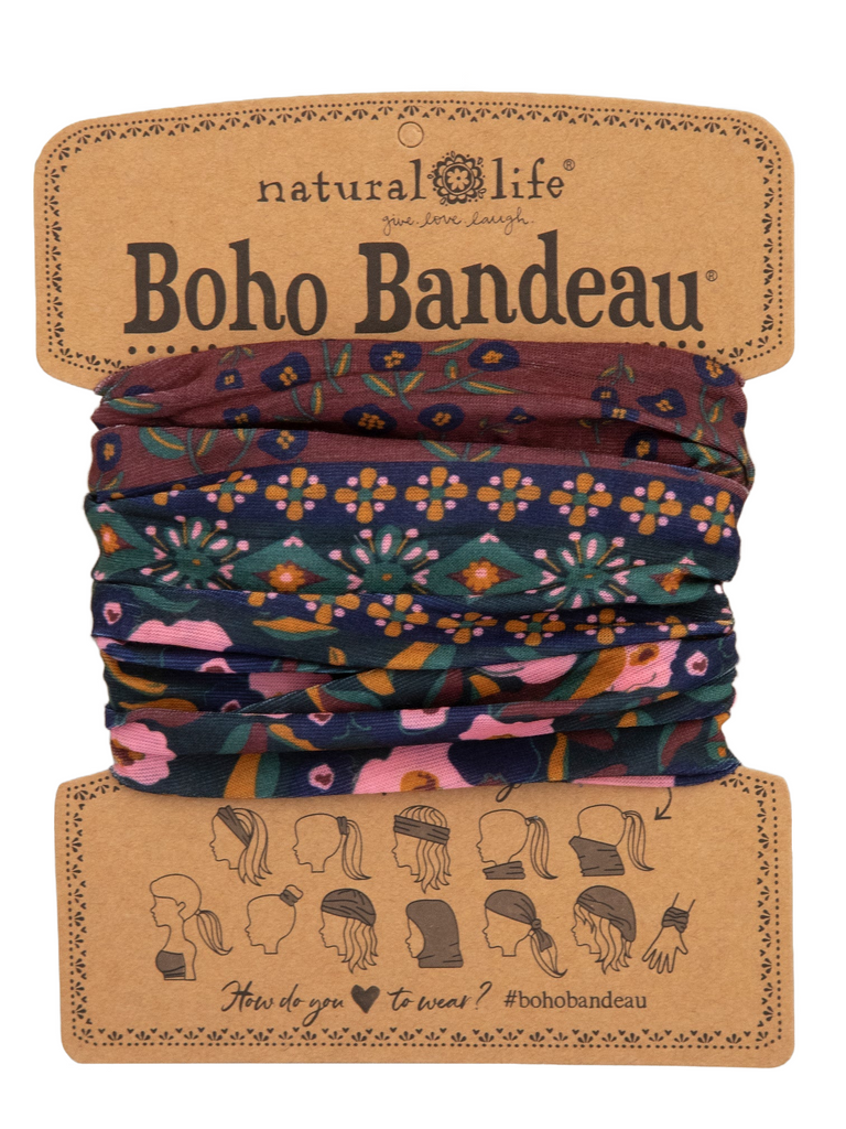 Boho Bandeau Wine Floral Border Bandeau Natural Life   