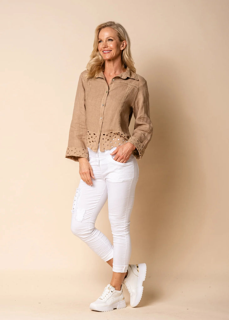 Beti Linen Jacket in Desert - Global Free Style
