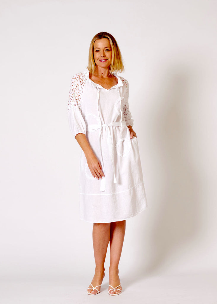 Noosa Linen Dress White - Global Free Style