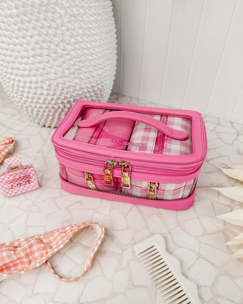 Jemima Cosmetic Bag Set Pink Gingham - Global Free Style