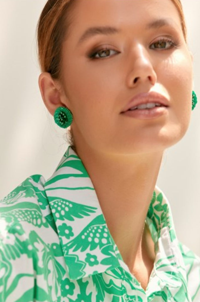 Sequin Flower Stud Earrings Black - Global Free Style
