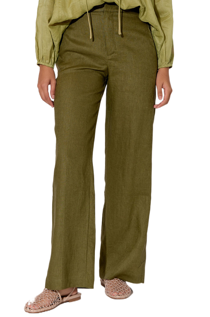 Nisha Linen Pant Green Bottoms Adorne   