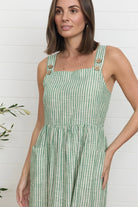Eadie Dress Green Stripe Dresses MahaShe